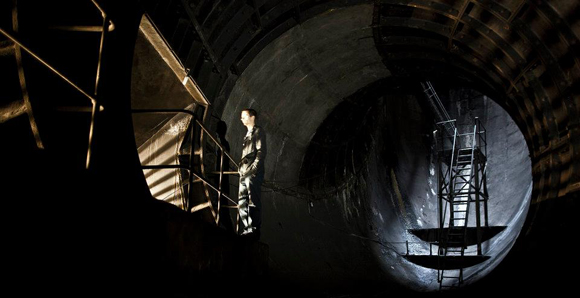 Ben in ventilation tunnel. Credit Haridas Stewart